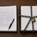 A revocable trust document marked with edits and changes on the left, and an irrevocable trust document sealed or locked on the right, illustrating the core difference between changeable and unchangeable trusts